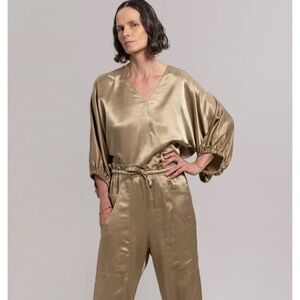 NEW By Malene Birger Piamontes Satin Golden Blouse size 38 or M‎